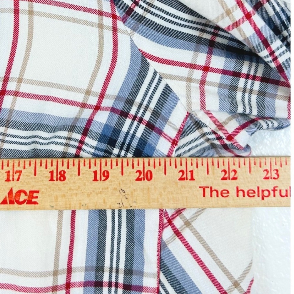 J. Jill Plaid Fall Gorpcore Outdoor Button Down Shirt Blue 100% Cotton SZ LP - Picture 6 of 6